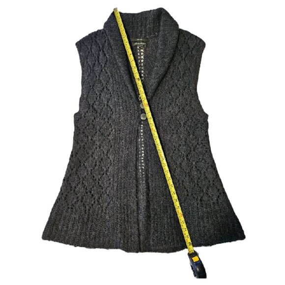 EDDIE BAUER Grey Hand Knit Mohair Blend Sweater Vest Size XL - Picture 5 of 8